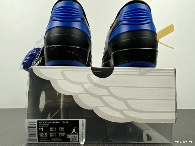 Retro 2 Jordan SP DJ4375-004 Off-White Low Black Blue 0729